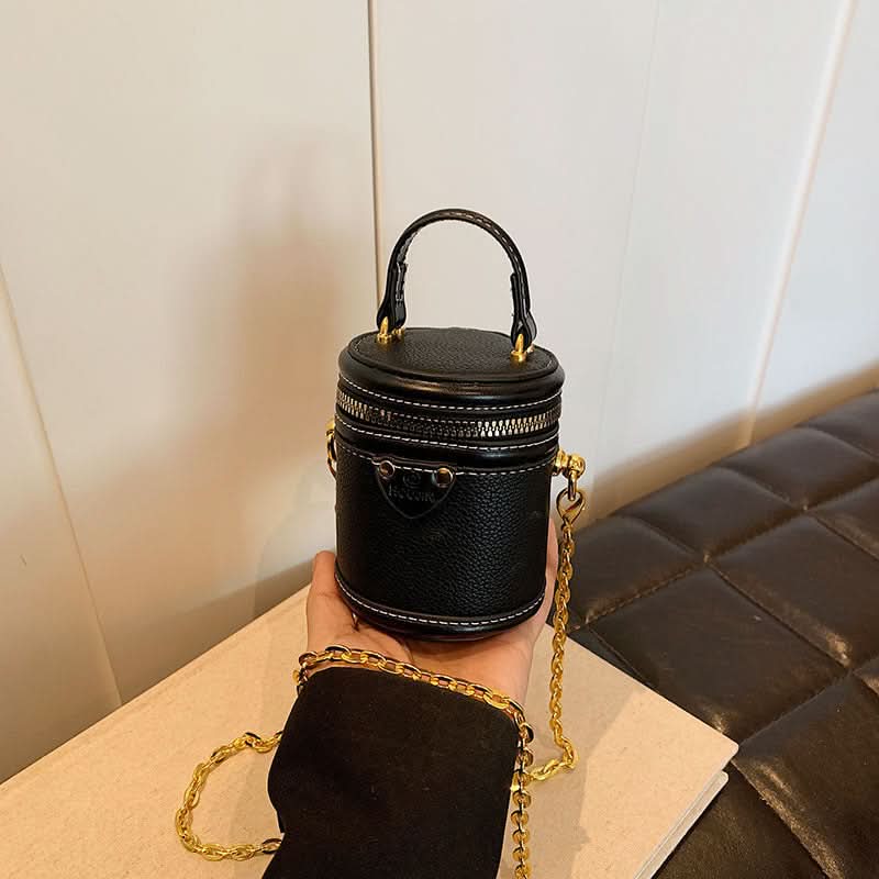 Women’s Mini Contrast Bucket Bag – Cylindrical Shoulder & Crossbody Bag