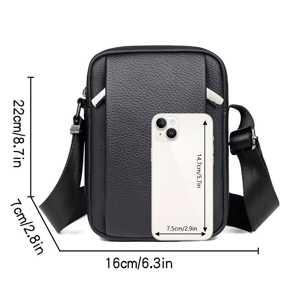 Men’s PU Leather Crossbody Shoulder Bag – Business Style Small Square Bag