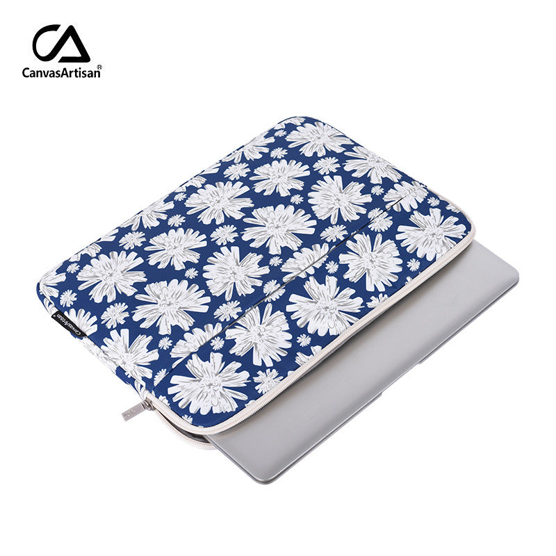 Blue Floral Laptop Sleeve – Waterproof Shockproof Notebook Case, Unisex Fit, 11–15 inch