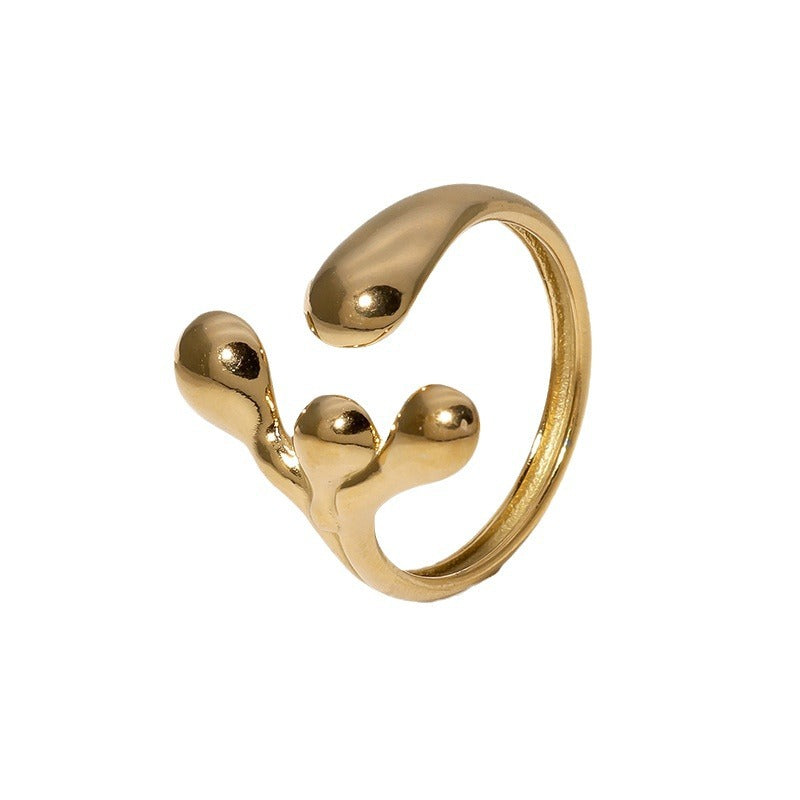 Irregular Stainless Steel Open Ring for Women – Adjustable Non-Fading Minimalist Jewelry