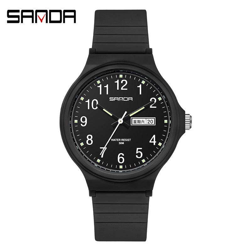 Sanda Dual Calendar Quartz Watch – Waterproof Casual Student Watch for Kids