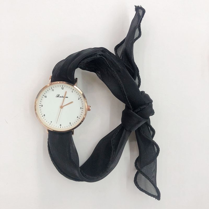 Women’s Solid Color Ribbon Strap Watch – DIY Handmade Fairy Style, World Time