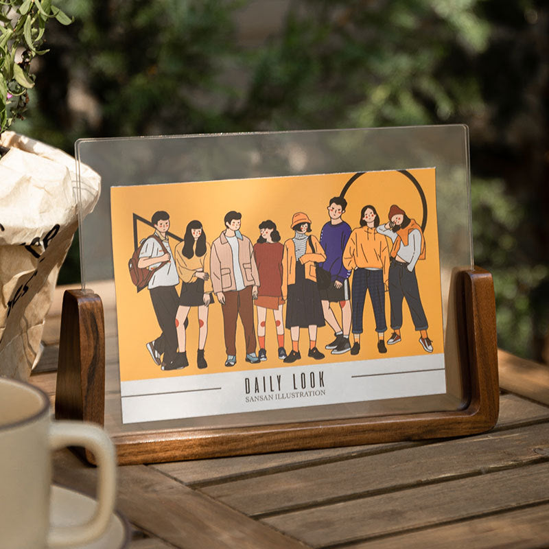 Modern Solid Wood U-Shaped Photo Frame – Acrylic Display, Handmade Desk Decor