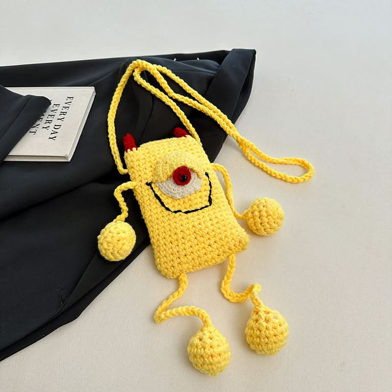 Cute Cartoon Crossbody Bag – Woolen Woven Mini Shoulder Bag