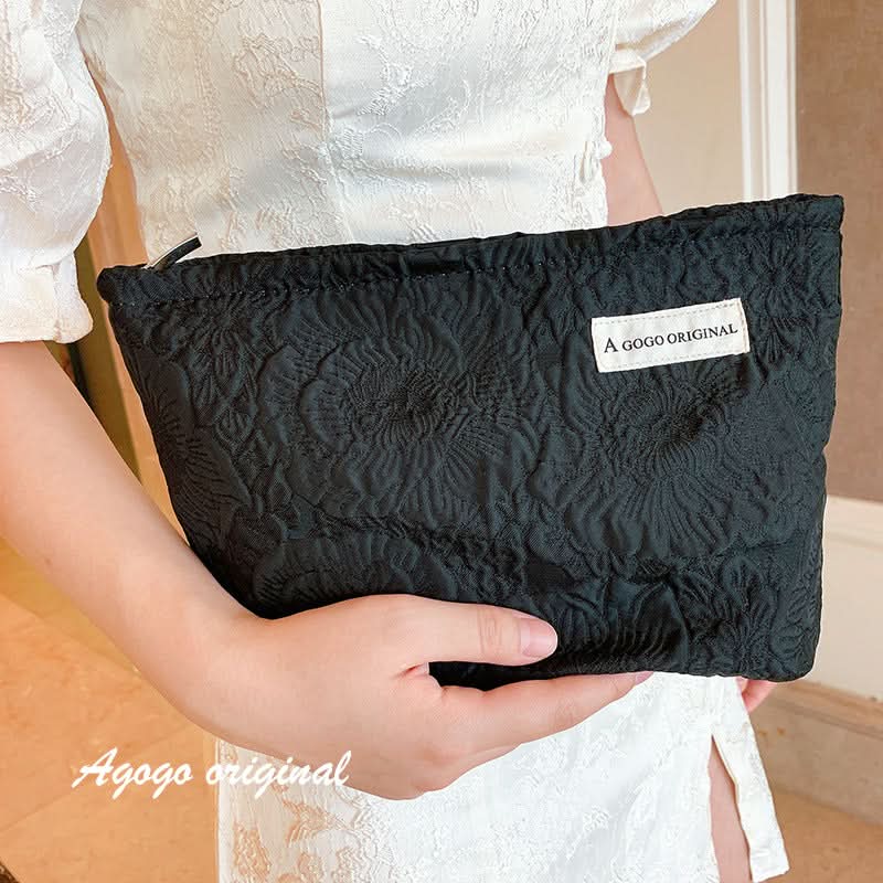Hepburn-Style Canvas Cosmetic Bag – 3D Printed Travel Toiletry Organizer