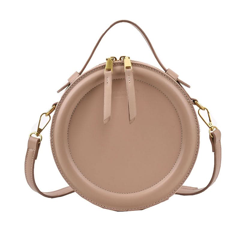 Women's Retro Round Messenger Bag – Handbag with Zipper Closure
