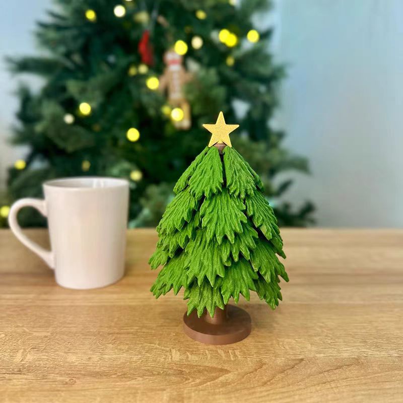 3D Christmas Tree Coaster Set – Festive Retractable Drink Mats with Stir Stick Stars