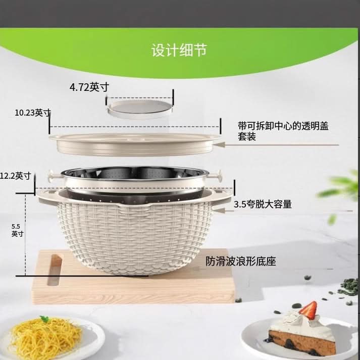 Multifunctional Stainless Steel Drain Basket – Double-Layer Kitchen Supply