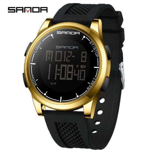 Sanda Large Screen Digital Watch – Waterproof Luminous Student Electronic Watch