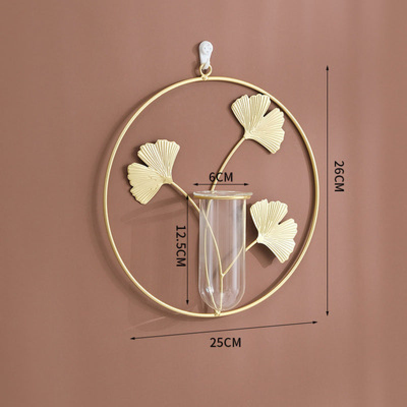 Nordic Gold Hydroponic Wall Vase – Modern Ginkgo Leaf Wall Decor