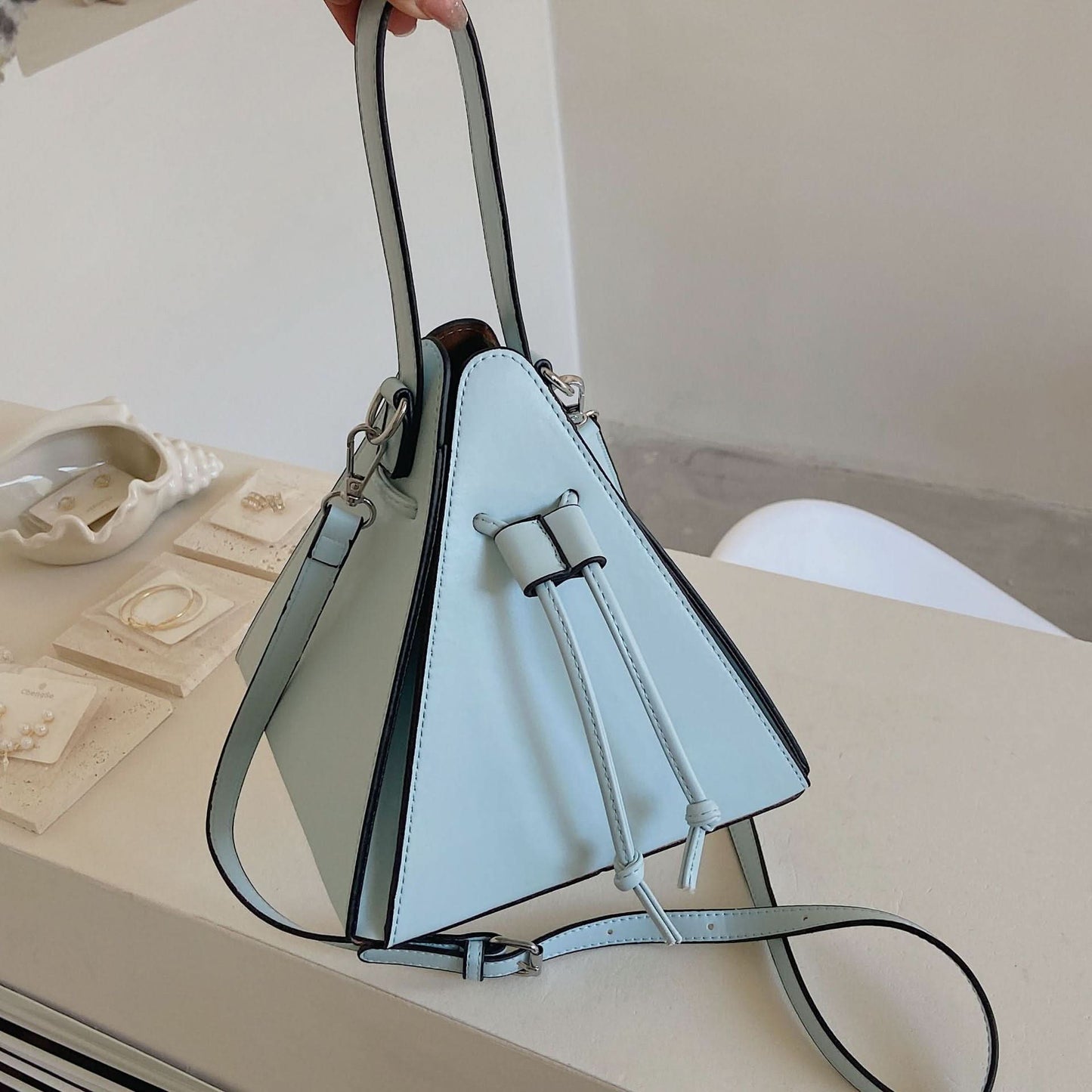 Macaron Color Triangle Shoulder Bag for Women