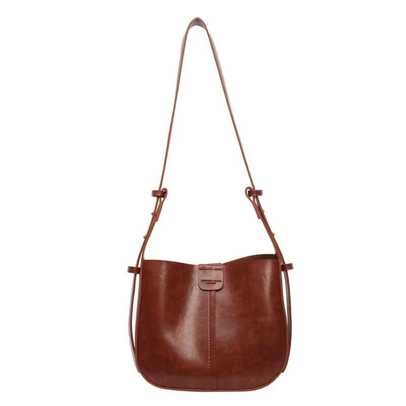Women's Retro PU Leather Bucket Shoulder Bag – With Magnetic Closure