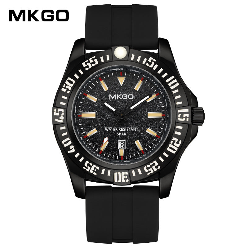 MKGO Men’s Quartz Watch with Calendar – Waterproof Silicone Strap Sport Timepiece