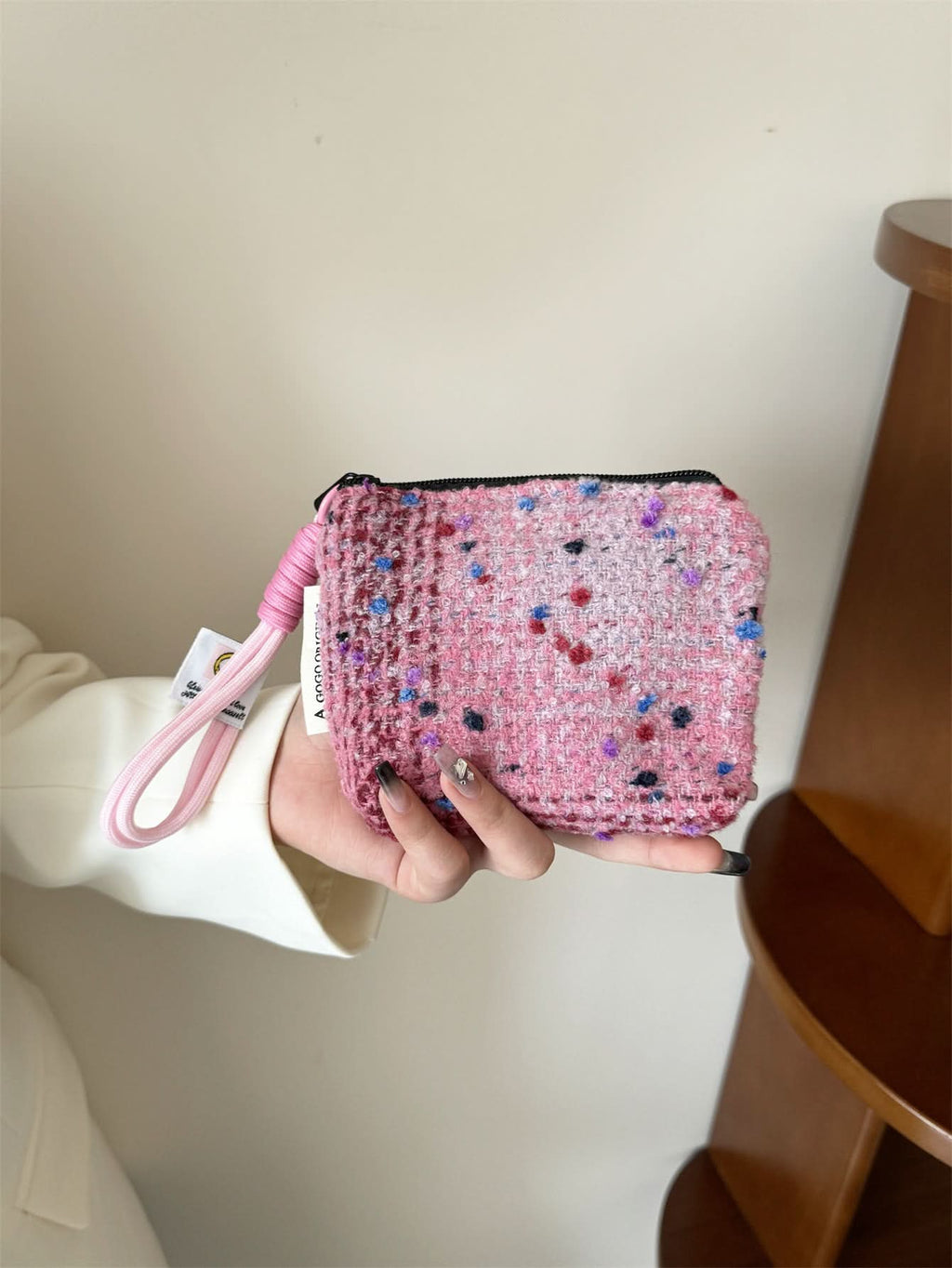 Woolen Chanel-Inspired Cosmetic Bag – Portable Organizer for Women