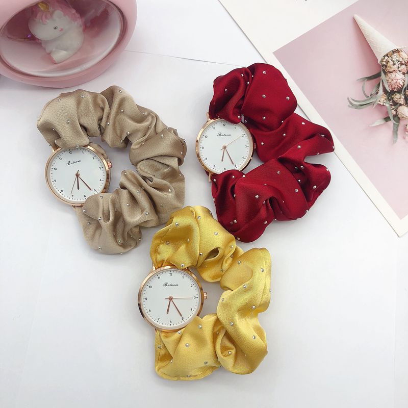 Women’s Fashion Quartz Watch with Diamond Accents – Scrunchy Strap