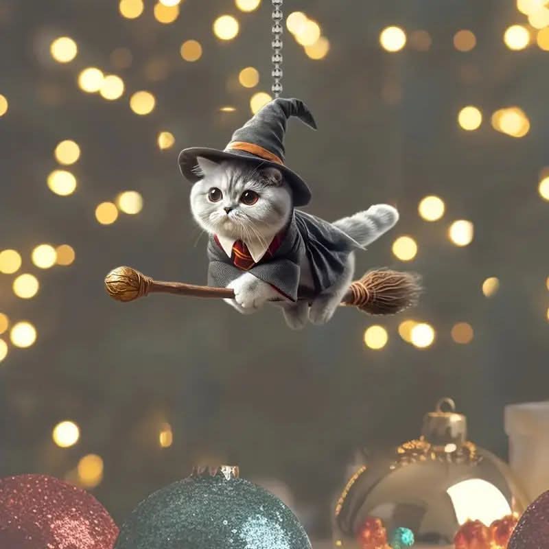 Magic Cat Acrylic Car Pendant Keychain