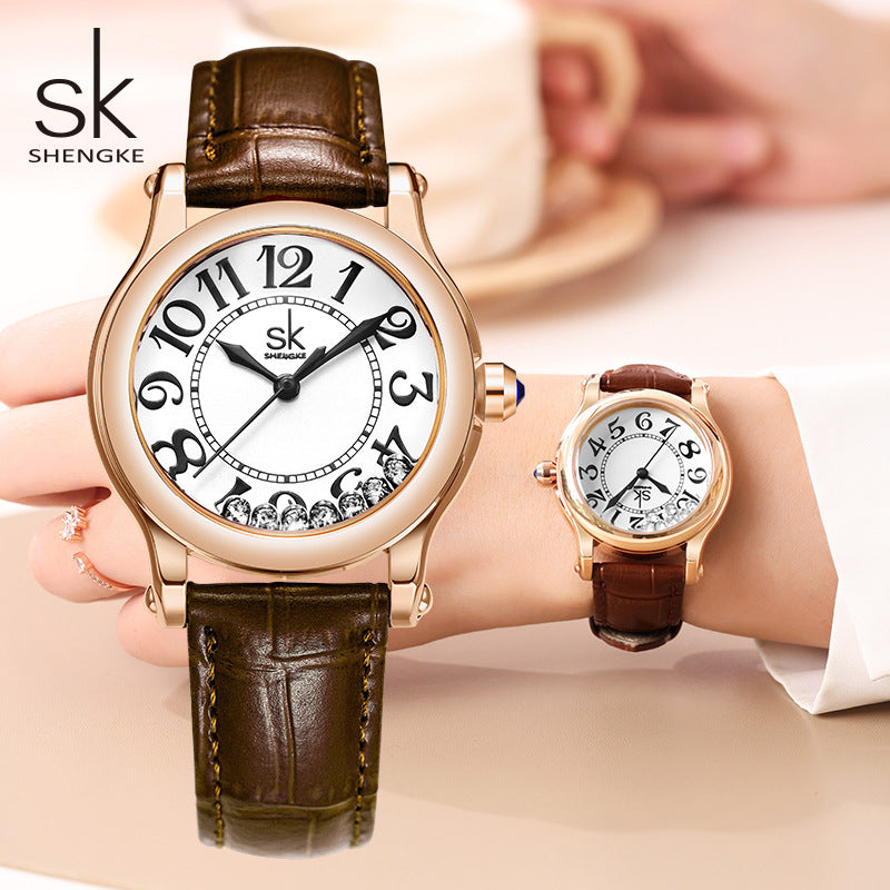 SK Women’s Quartz Watch – Round Dial, Waterproof Basic Fashion Watch
