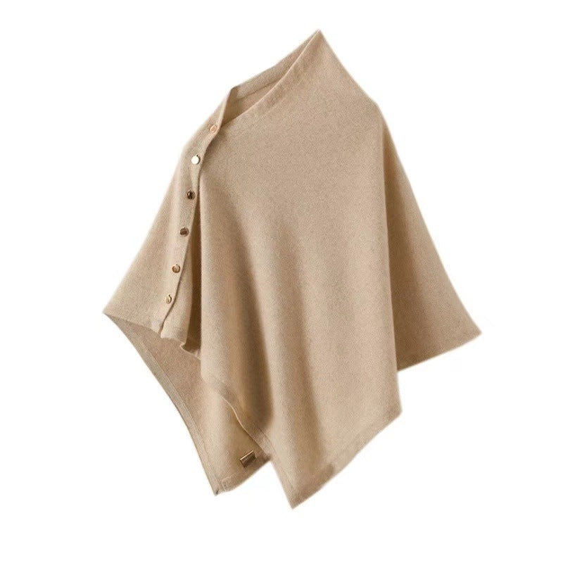 100% Wool Shawl – Knitted Cashmere Cape Scarf for Women, Autumn Warmth