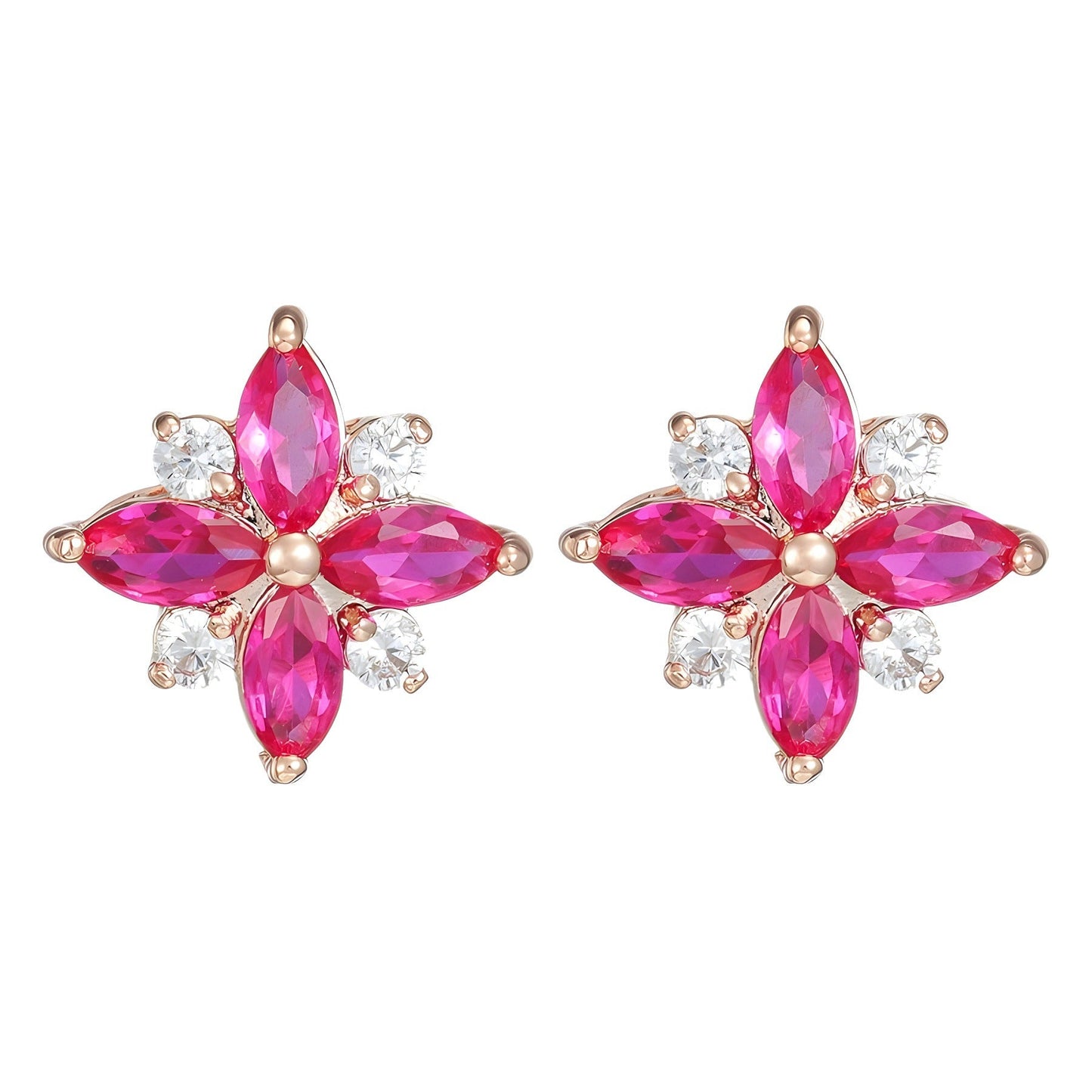 Red Corundum Heart Star Earrings – Luxury Korean Style Women’s Jewelry