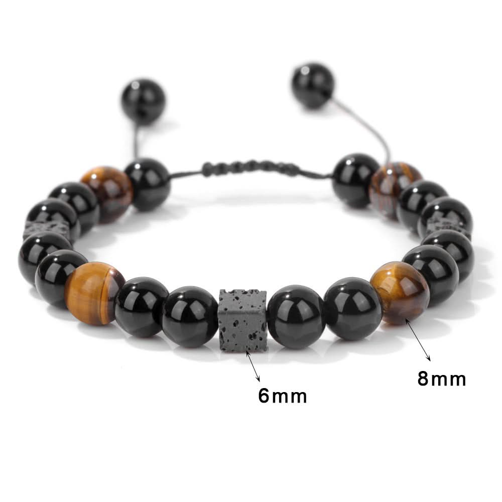 Unisex Volcanic Stone Beaded Bracelet – Retro Tiger Eye