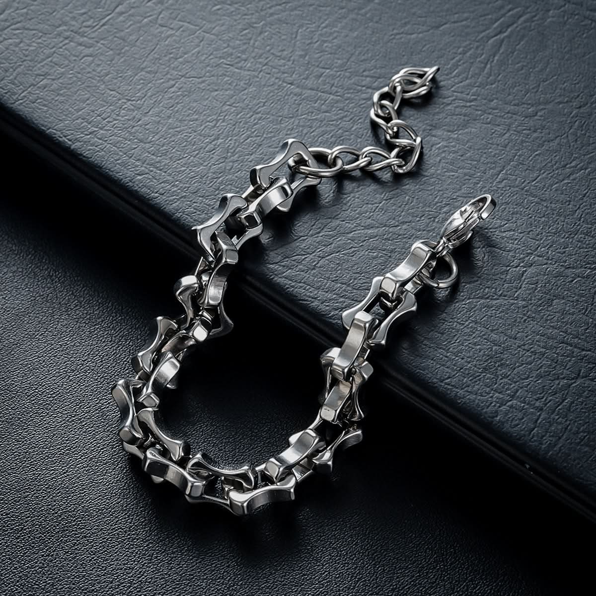 Men’s Titanium Steel Dragon Bone Bracelet – Handmade Chain