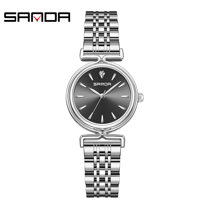 Sanda Women’s Retro Stainless Steel Quartz Watch – 30M Waterproof Casual Analog Watch