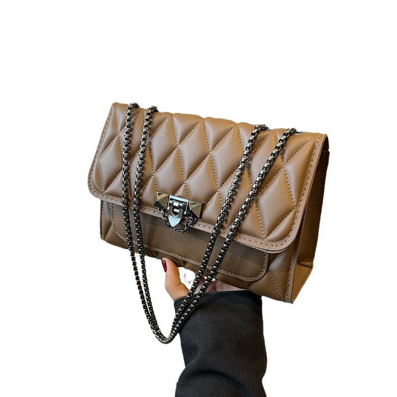 Mini Quilted Chain Shoulder Bag – PU Leather Small Square Messenger Purse for Women