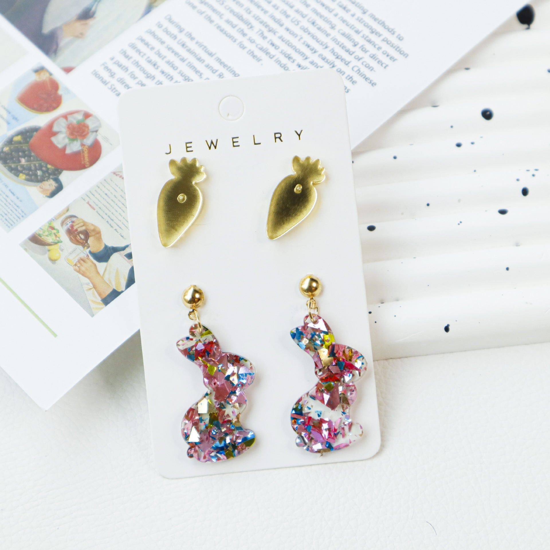 Easter Bunny and Carrot Earrings for Women – Acrylic Animal Jewelry