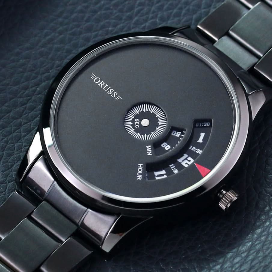 Men's Unique Dial Stainless Steel Watch