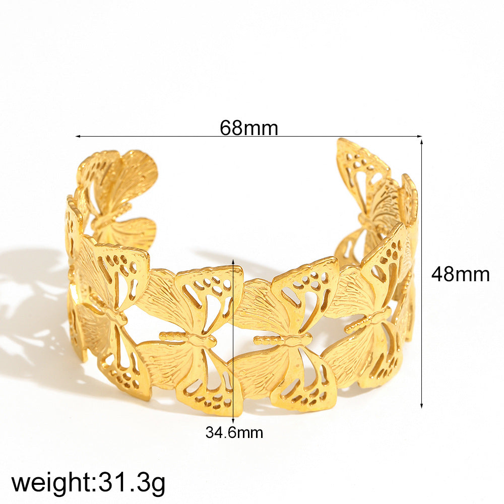 Gold Butterfly Cutout Stainless Steel Bracelet – Romantic Jewelry for Women