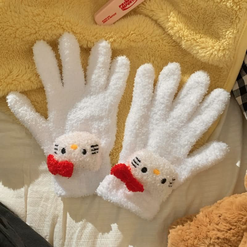 Cute Cartoon Coral Fleece Winter Gloves