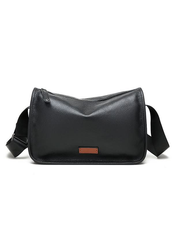 Men's Black Leather Backpack – Soft Shoulder Messenger Bag