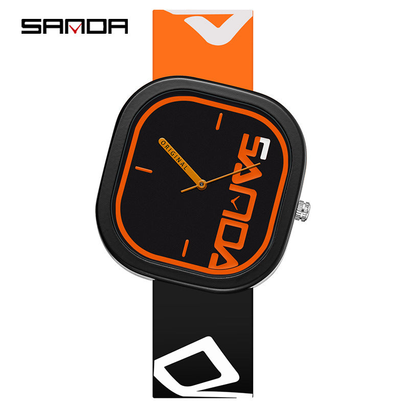 Sanda Square Sports Watch – Waterproof Silicone Analog Watch for Students & Casual Wear