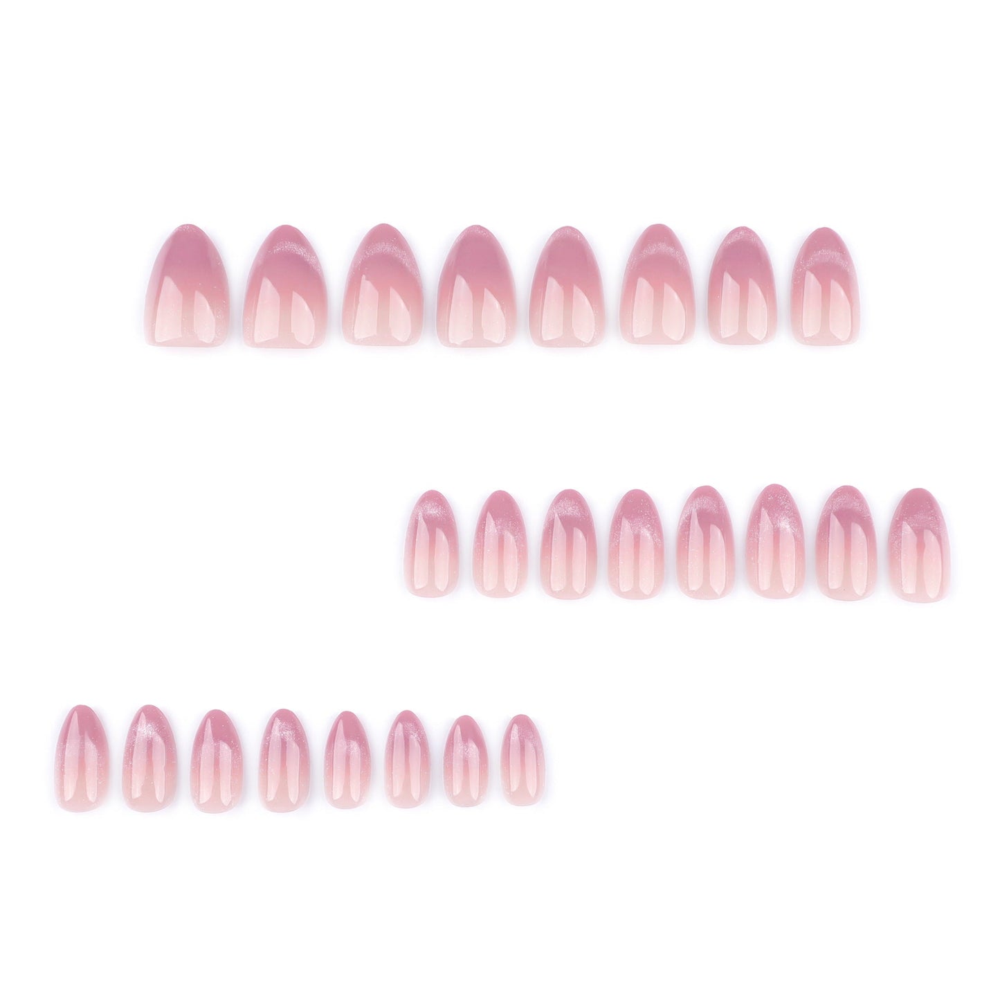 Glossy Pink Ombre Press-On Nails – Elegant Oval Acrylic Glue-On Tips