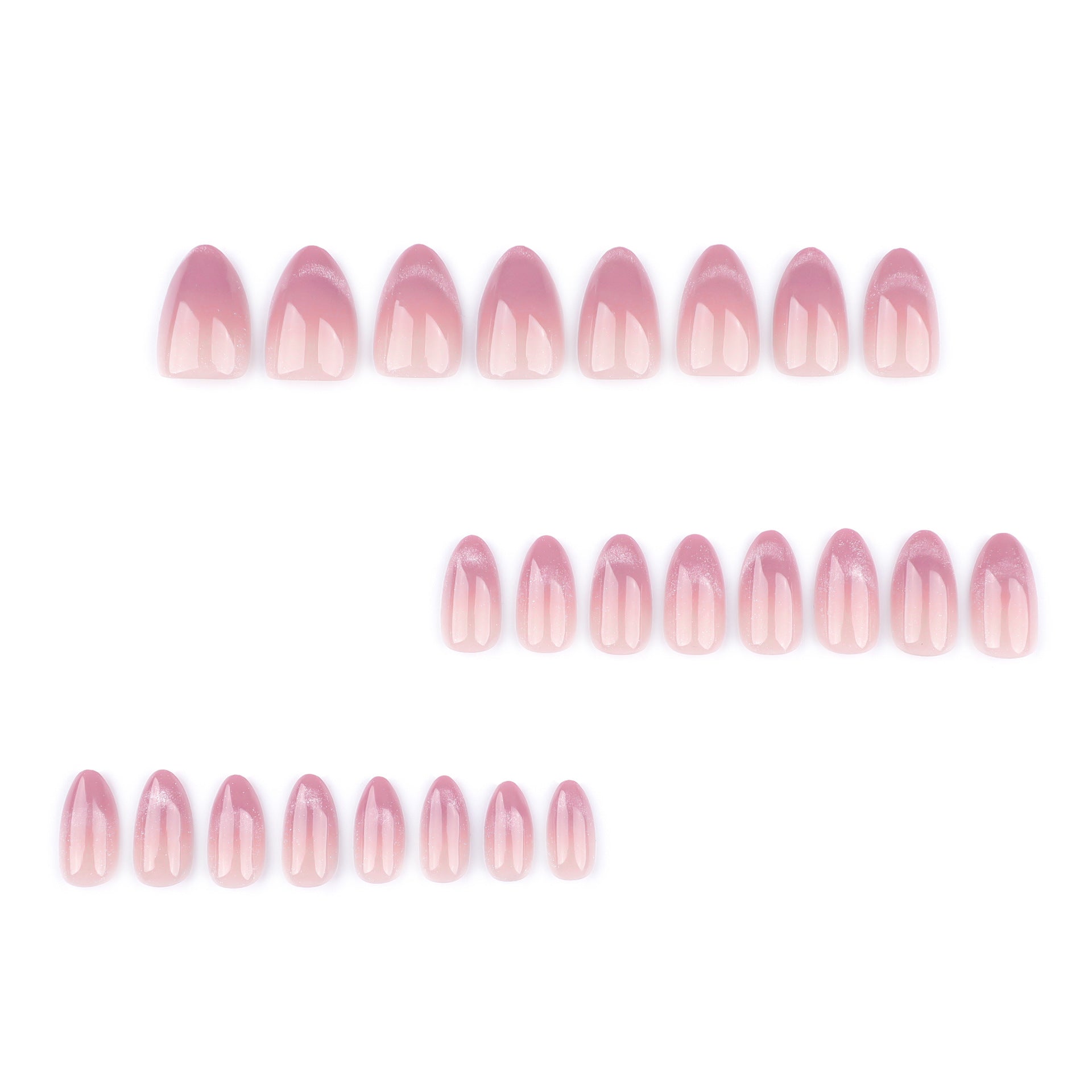 Glossy Pink Ombre Press-On Nails – Elegant Oval Acrylic Glue-On Tips