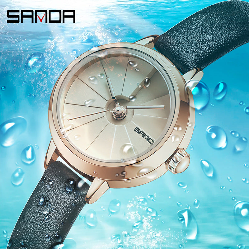 SANDA Women’s Quartz Watch – Leather Strap, 30M Waterproof Casual Watch