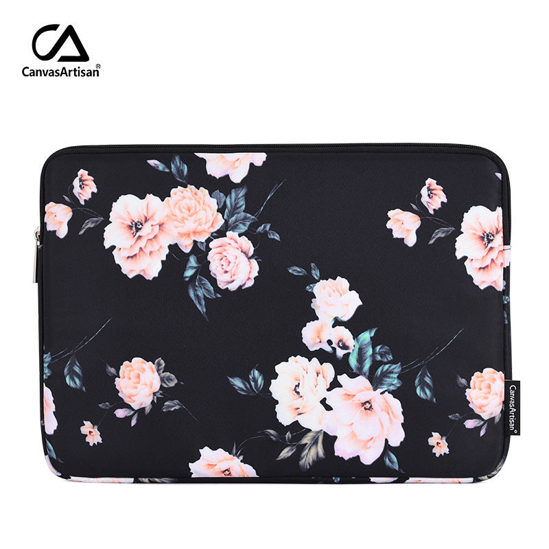 Waterproof Laptop Sleeve with Romantic Rose Print – Shock-Resistant Protective Case for 11-15 Inch