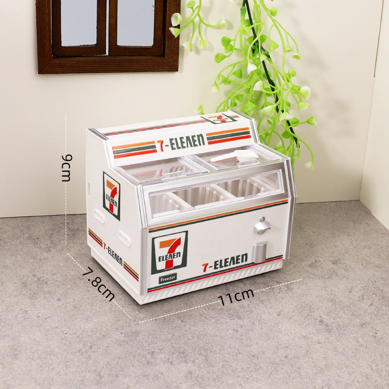 7-Eleven Mini Magnetic Freezer Toy – Simulation Dollhouse Appliance, Fridge Magnet Decor
