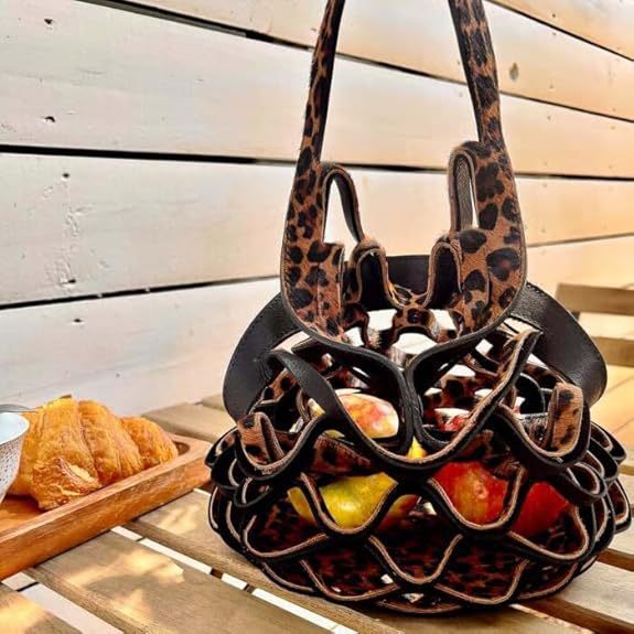 Retro Leather Mesh Shoulder Bag – Small Foldable Shell Handbag
