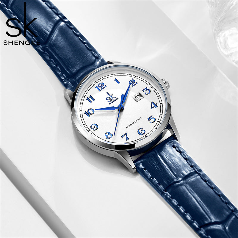 SK Women’s Quartz Watch – Waterproof Elegant Band, Classic Design with Calendar