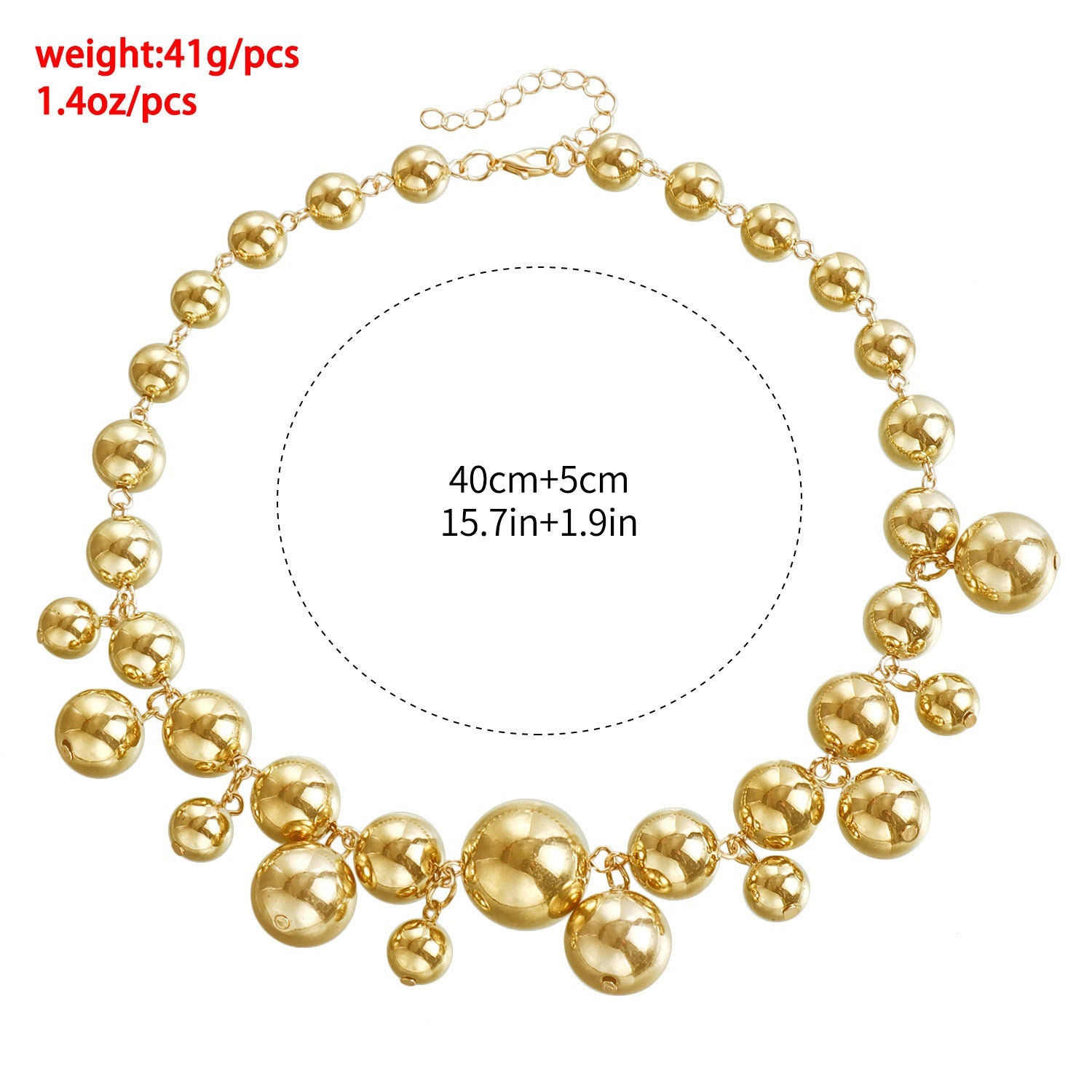 Chunky Beaded Choker Necklace Set – Punk Gold Statement Jewelry Set for Women