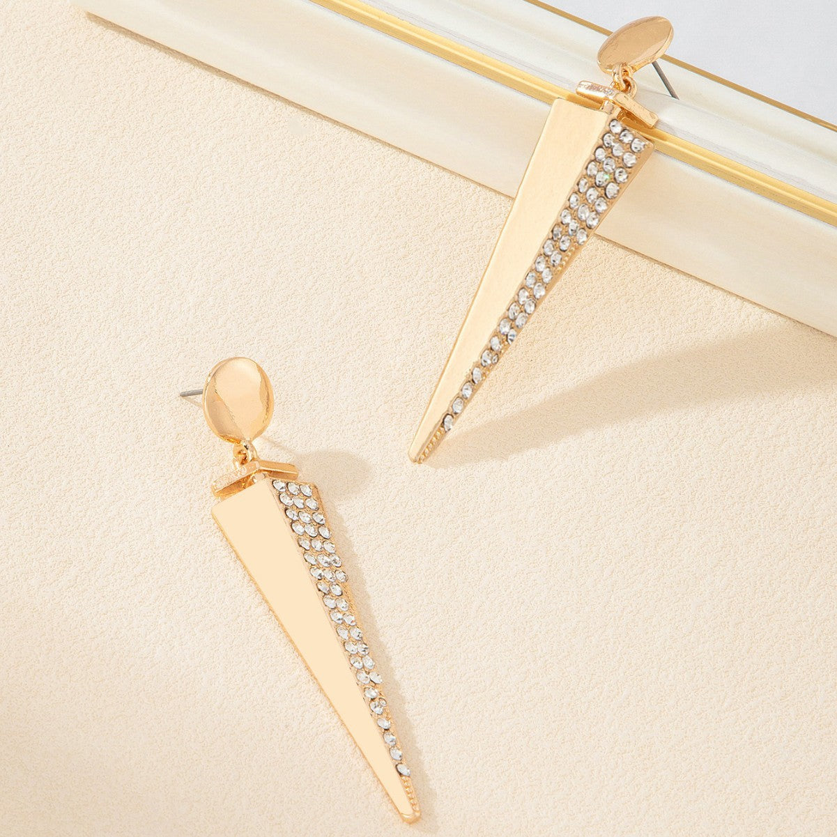 Triangle Geometric Earrings for Women – Shiny Diamond Inlaid Fashion Jewelry