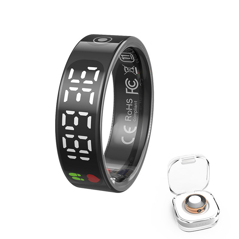 Smart Fitness Ring with Heart Rate, Sleep Monitor & Step Counter – Touch Screen for Android & iOS
