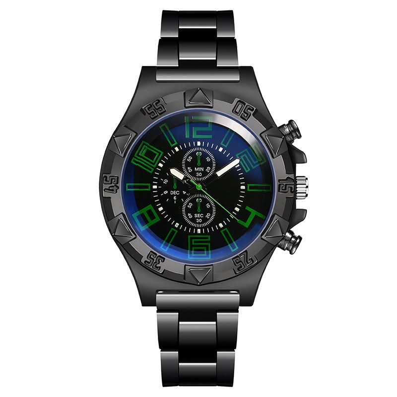 Men’s Luminous Quartz Sports Watch, Steel Band