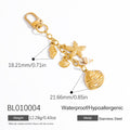 Ocean-Inspired Shell Keychain – Gold Stainless Steel Pendant with Pearl Accent