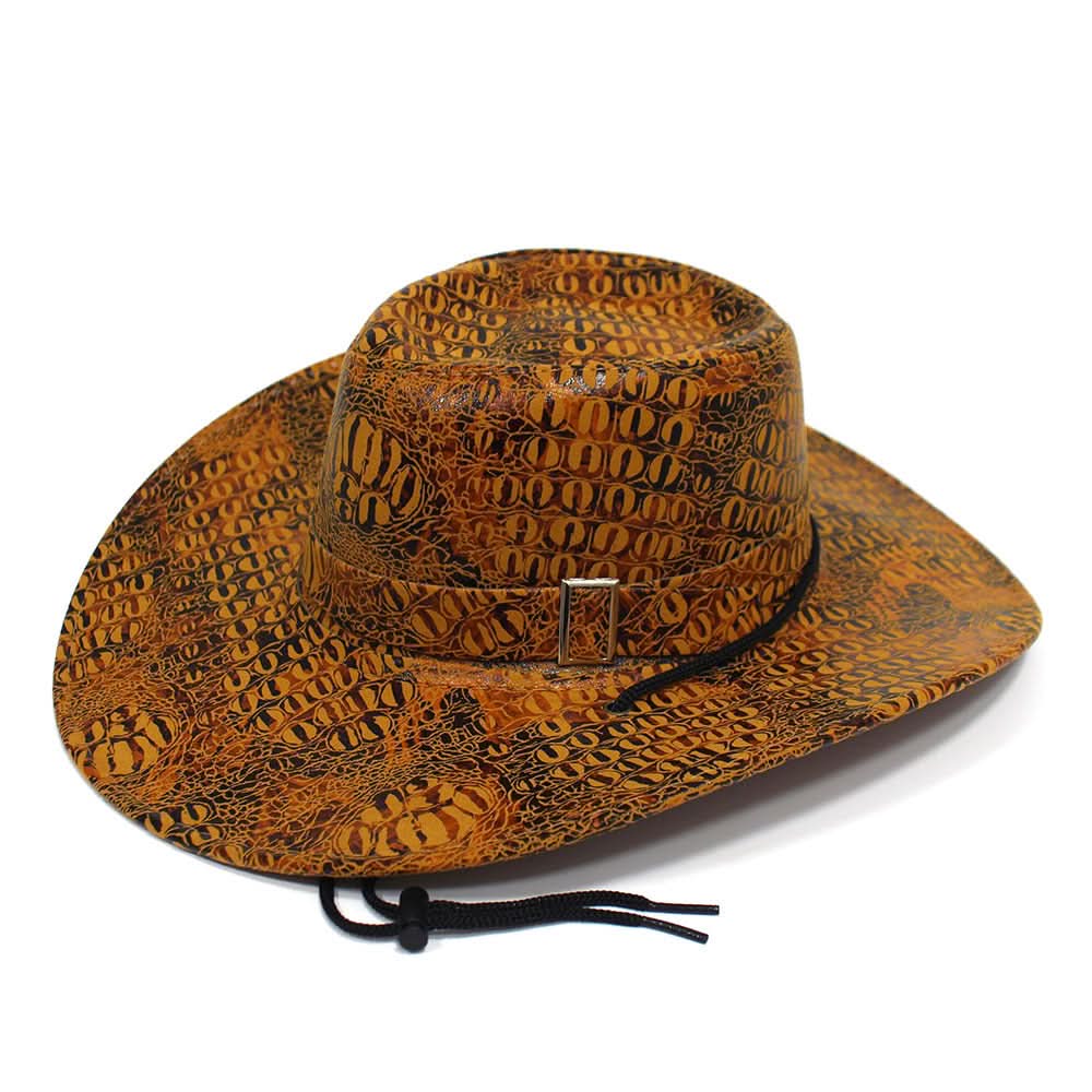 Unisex PU Leather Cowboy Hat – Crocodile Pattern Western Jazz Hat