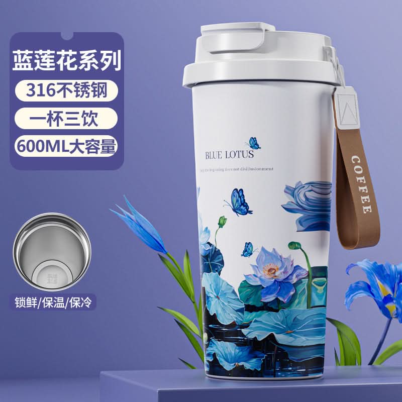316 Stainless Steel Thermos Coffee Cup – Elegant Double-Drink Travel Mug
