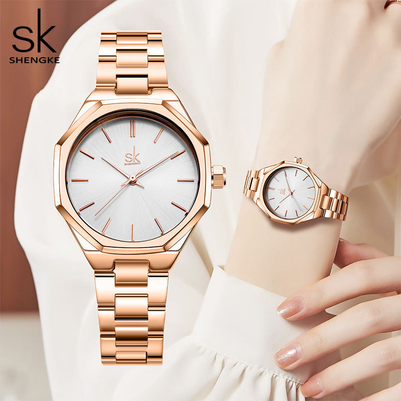 SK Women’s Quartz Watch – Ultra-Thin Stainless Steel Strap, Waterproof Business Wristwatch