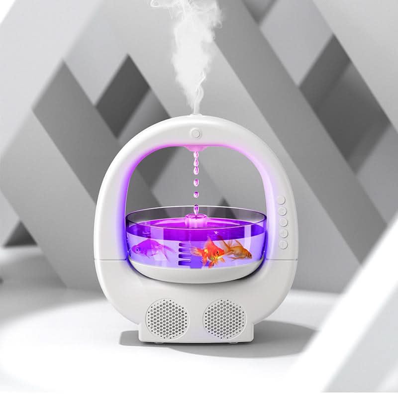 Anti-Gravity Humidifier with Bluetooth Speaker & LED Fish Tank – USB-Powered