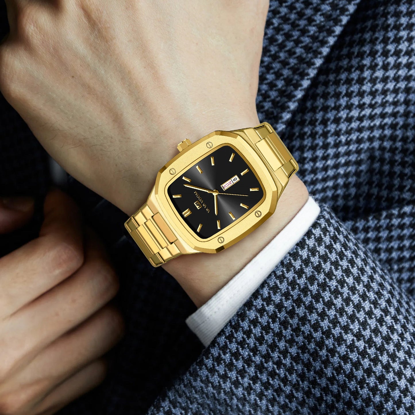 Men’s Square Dial Fashion Watch – Modern Apple-Style Design